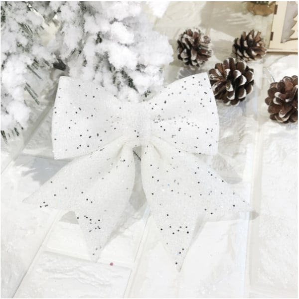 Stora rosetter Julgran Bowknot Ornament Gift Xmas Heminredning white 2 pcs