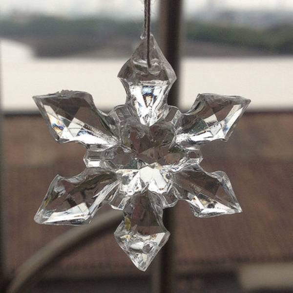 10 / 20 stk. Krystal Jule Snefnug Ornamenter Træophæng 4.7cm