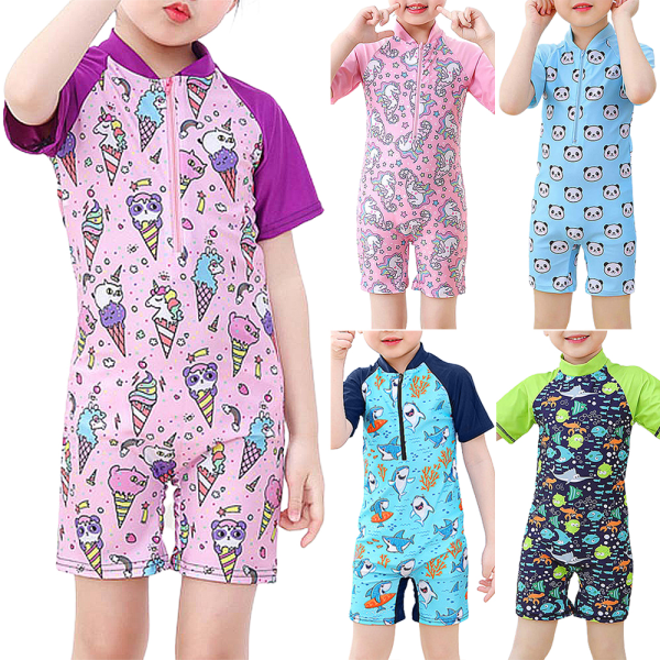 Barn flicka chic tecknad dragkedja sommar poolset #3 M