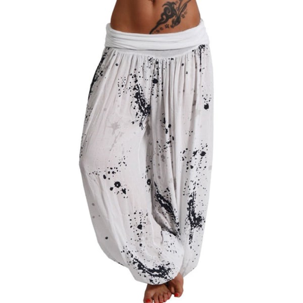 Kvinnor Boho Harem Pants Yoga Casual Baggy Hareem Byxa white 4XL
