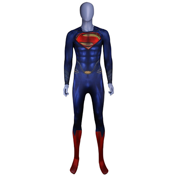 Superhjälte Superman Cosplay Kostym Jumpsuit Vuxna Herrar Halloween Maskeraddräkt L