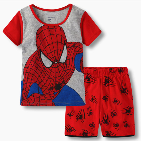 Småbarn Pojke Spiderman Pyjamas Set T-shirt Nattkläder Grey - Red 120