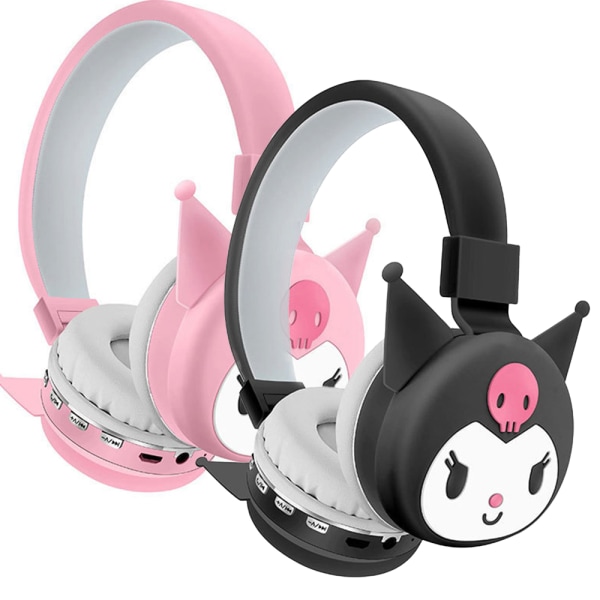 Kuromi hopfällbara hörlurar Bluetooth trådlös On-ear Headset för barn Pink