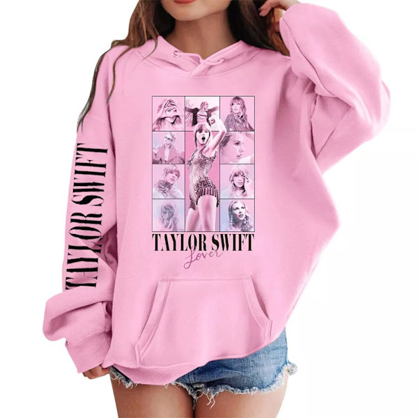 Taylor Swift Print Casual Hoodies Barn Kids Teens Pojkar Flickor Hooded Sweatshirt Pullover Toppar Taylor Swift Fans Gåvor Pink 130cm