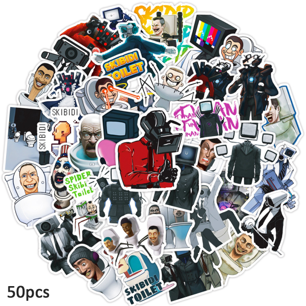 50st Skibidi toalettdekal Vattenflaska klistermärken för tonåringar 50PCS