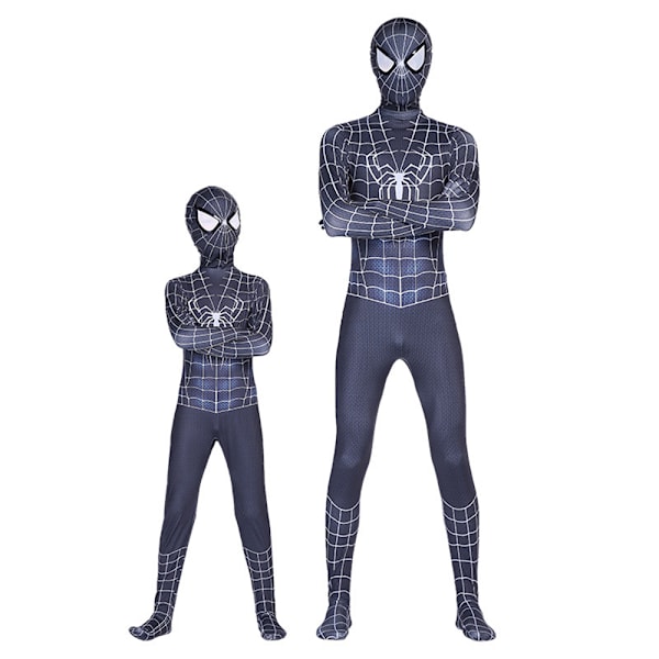 Herre Voksen Superhelt SORT Spiderman Kostume Cosplay Jumpsuit Outfit Halloween Kostume 190cm