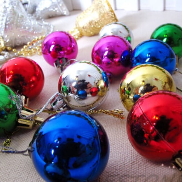 12st Glitter Julgranskula Xmas Tree Ornaments Hängande boll blue 12pcs