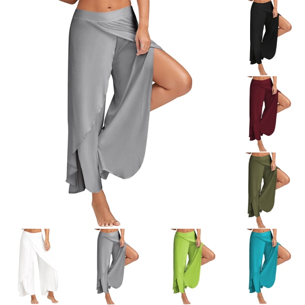 Dam Split Wide Leg Yogabyxor Casual Byxor blue M