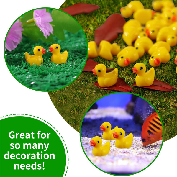 Mini Resin Miniatyr Ducks Figurer Dekor för julklapp för barn 200PCS