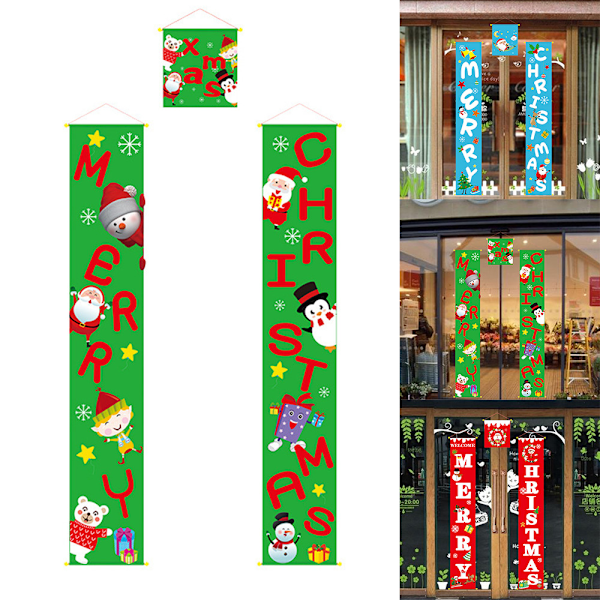 Glad Jul-banderoll Hängande Dekoration Jul Hem Dörr Vägg Veranda Skylt Dekorationer Red