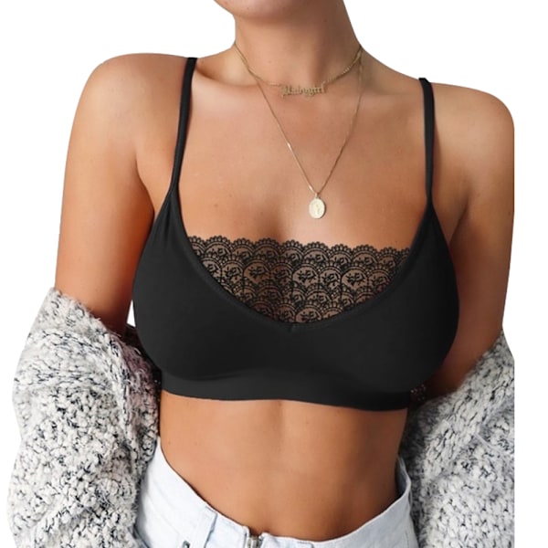 Sexiga underkläder för kvinnor, vadderad BH-topp, nattkläder Black XL