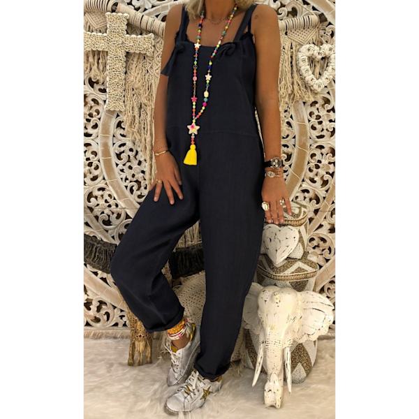 Dame Selebukser Playsuits Bukser Løse Toppe Jumpsuit black 4XL