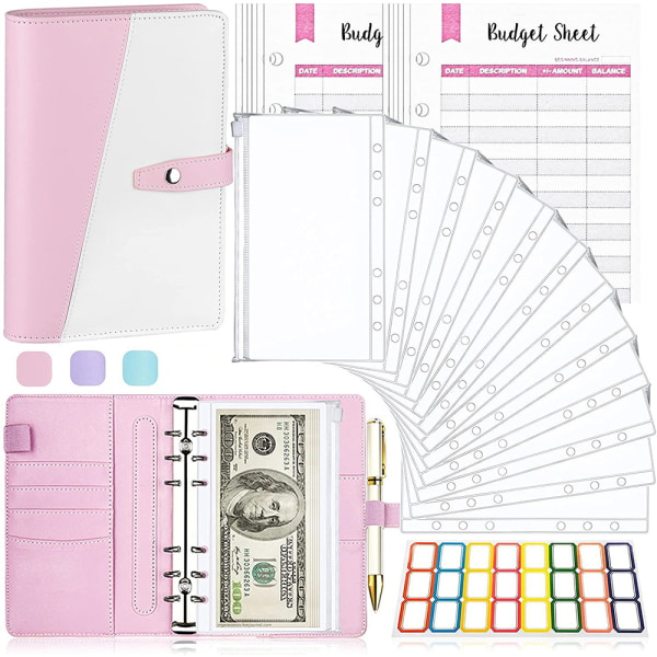 Notebook Cash Organizer Budget Pärm Plånbok Planer Kuvert Pink