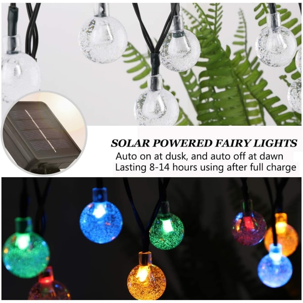 Solar String Lights Fairy Crystal Ball Lights Juldekor warm color 6.5 meters 30 lights