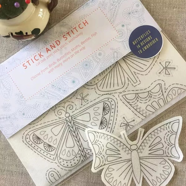 Vattenlösliga broderiöverföringar, Stick and Stitch broderipapper som tvättas bort Butterfly 29.7x21cm