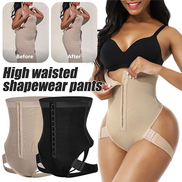 Dame 2-i-1 Fersken Numse Formende Mavekontrol Høj Talje Body Shaper Plus Size Black 4XL