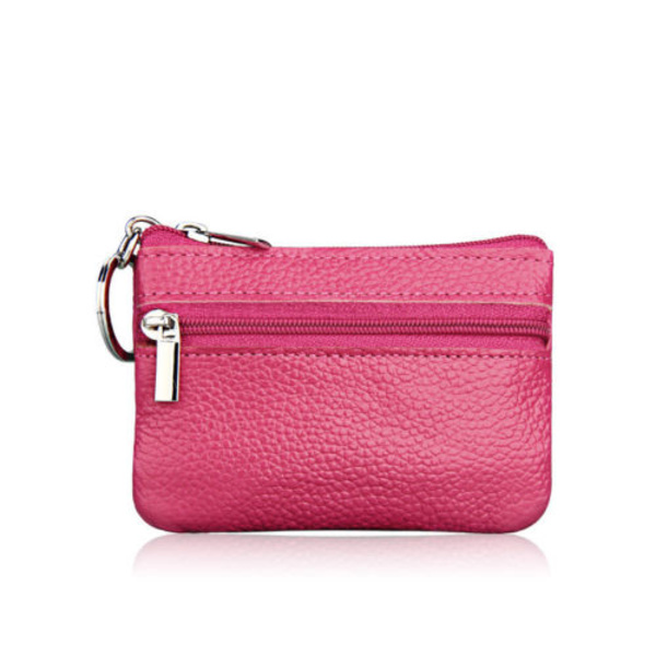Damväska i Läder, Myntplånbok, Mini-Väska med Nyckelring rose Red