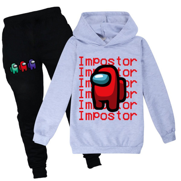 Among Us Game Impostor Set Hoodie Barn Pojkar Outfit Toppar Byxor Black 110