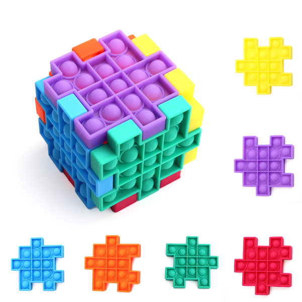 6st Pop It Fidget Toys Magic Cube Push Bubble Sensory Toy Square