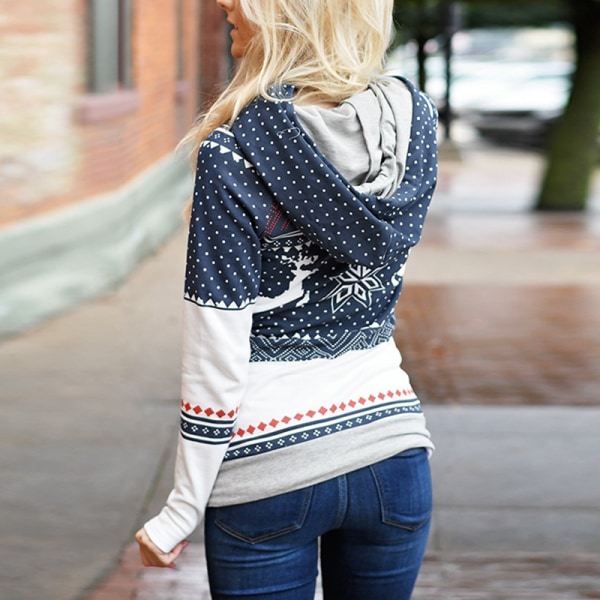 Jul-pullover hoodie sport fritid vinter semesterkläder dark bule