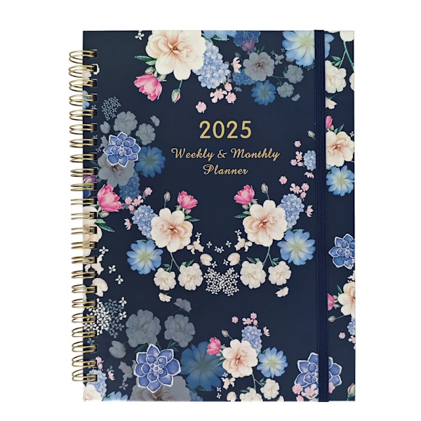2025 Planlægningsbog - Ugentlig og Månedlig Planlægningsbog, Januar 2025 - December 2025, Indbundet Kalendernotesbog med Etiketter, Notesider B