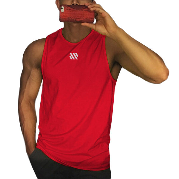 Mäns Gym Träning Tank Top Muece T-shirt Stringer Fitness Ärmlös T-shirt Red L