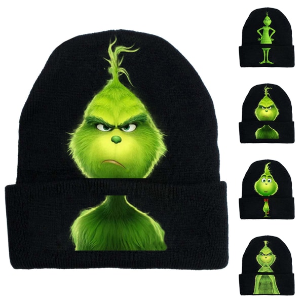 Julhatt Cartoon Stickad Hatt Semesterhatt Vinterhuvudbonad C