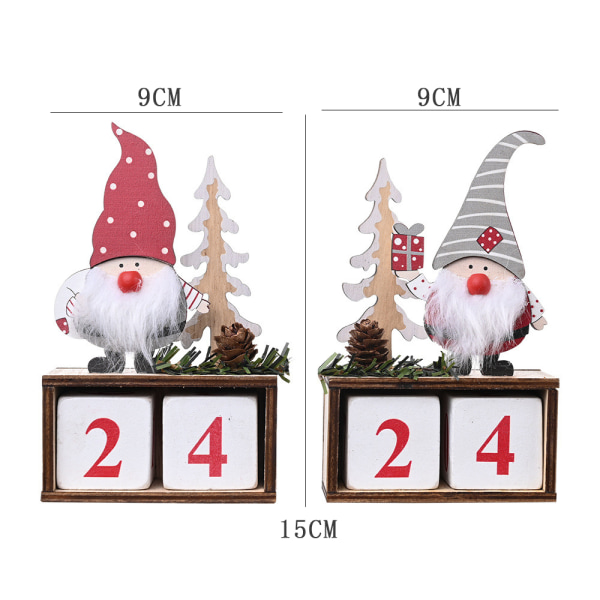 Adventskalender 2023 Julkalender Nedräkning Jultomte Trä Dekoration Grey cap