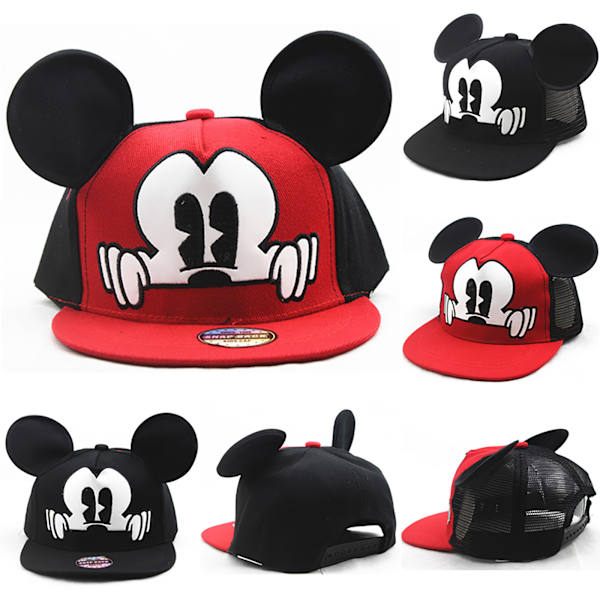 Cartoon Mickey Mouse söta öronlock Snapback Solkeps Red Net