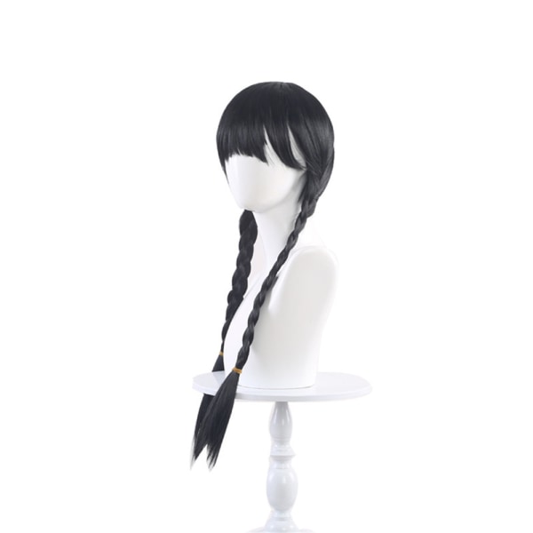 Onsdag Addams Family Wig Flätad svart peruk med smäll kostym