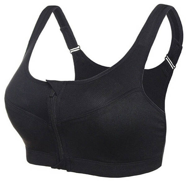 Racerback Kvinnor Underkläder Dragkedja Fram BH Black XL