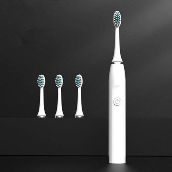 Elektrisk tandborste för vuxna med 3 borsthuvuden med 5 lägen white