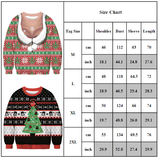 Kvinder langærmet juleprintet trøje Casual sweatshirt Xmas L