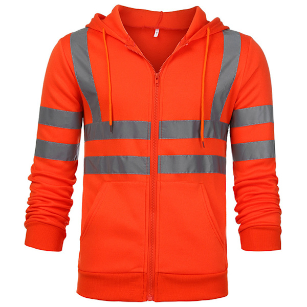 Hej Vis Säkerhetsväst Hög Synlighet Reflekterande Jacka # 2 Orange 4XL