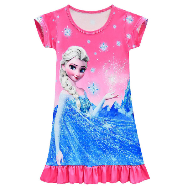 Flickor Frozen Princess Nattlinne Sovklänning Pyjamas Sovkläder rose red 140cm