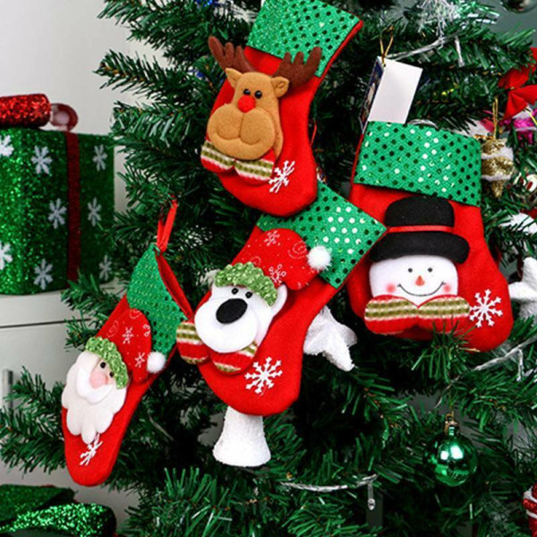 Julstrumpor dekorerade söta tecknade strumpor Presentpåsar Hängen snowman