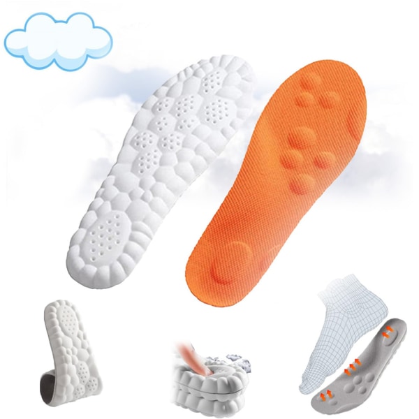 1 Par 4D Cloud Technology Innersula Ultra Komfort Innersulor Fötter Innersulor Orange 45-46