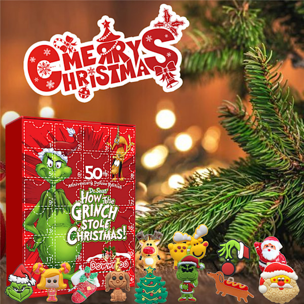 Julkalender Grön Monster 24 Dagar Nedräkning Barn Blind Box Gåva