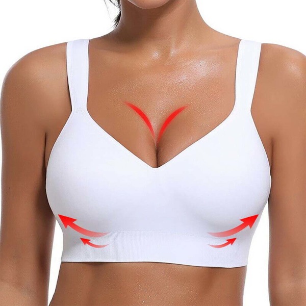 Dam Sport BH Trådlös Seamless Push Up Vadderad Comfort Workout Yoga Lady BH White 3XL