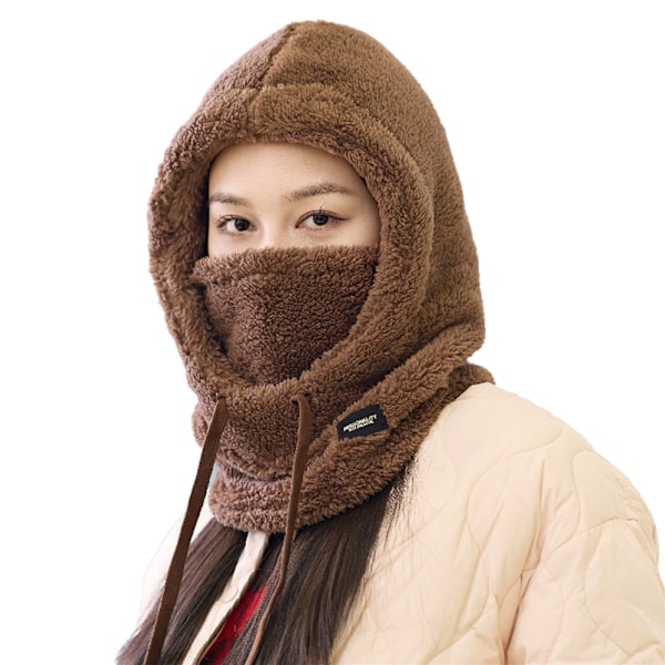 Sherpa Huva Skidmask Vinter Balaclava Vindtät Varm Huva Skydd Hatt Mössa Halsduk f Dark Brown