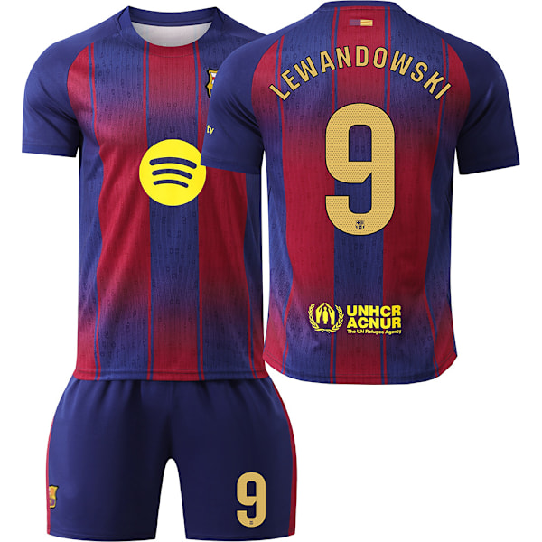 25-26 Barcelona Ny Børnefodboldtrøje til Drenge & Piger Nummer # 9 LEWANDOWSKI Trykt Trøje Fodbold Sæt Fodboldtræningsuniformer 20