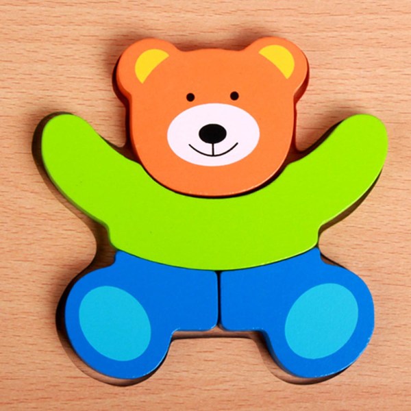 Kid 3D träleksaker pussel tecknade djur matchande leksaker spel Little bear