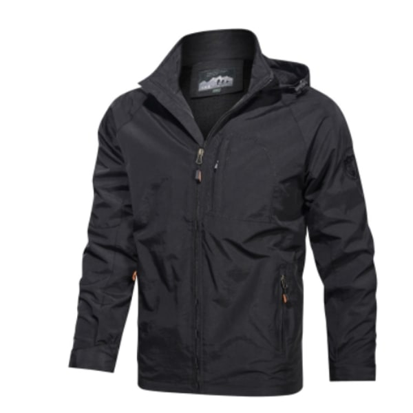 Herre Mountaineering Hættejakke, Vindtæt Casual Jakke, Udendørs Plus Size Jakke Black 4XL