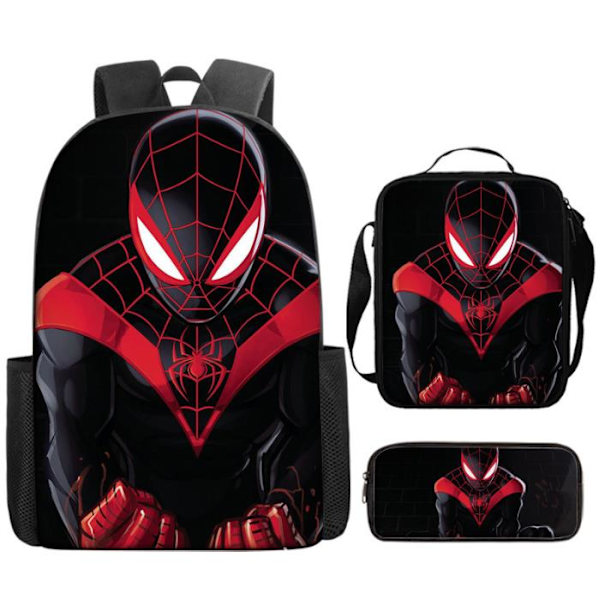 3 st/set Spider-Man Ryggsäck Lunchväska Pennfodral Barn Pojkar Flickor Dagliga Ryggsäckar Väskor A