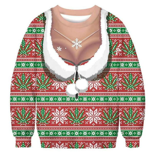 Kvinder langærmet juleprintet trøje Casual sweatshirt Xmas L