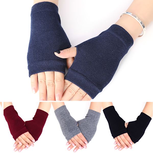Kvinder Fingerløse Arm Varme Vinterhandsker Lange Varmere Vanter Wine Red