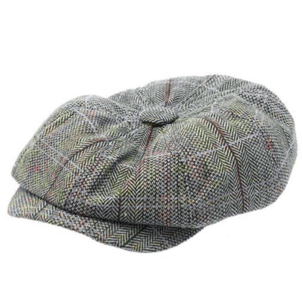 Män Peaky Blinders Hatt Newsboy Flat Cap Rutiga Gatsby Cap Grey