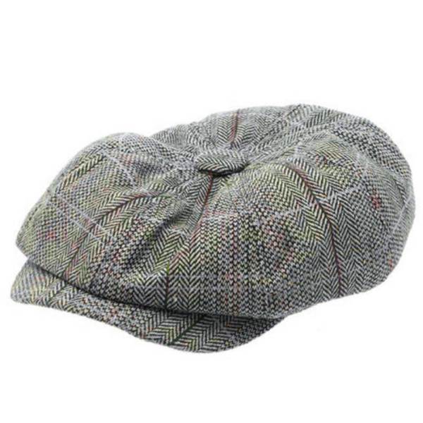 Mænd Peaky Blinders Hat Newsboy Flat Cap Plaid Gatsby Cap Grey