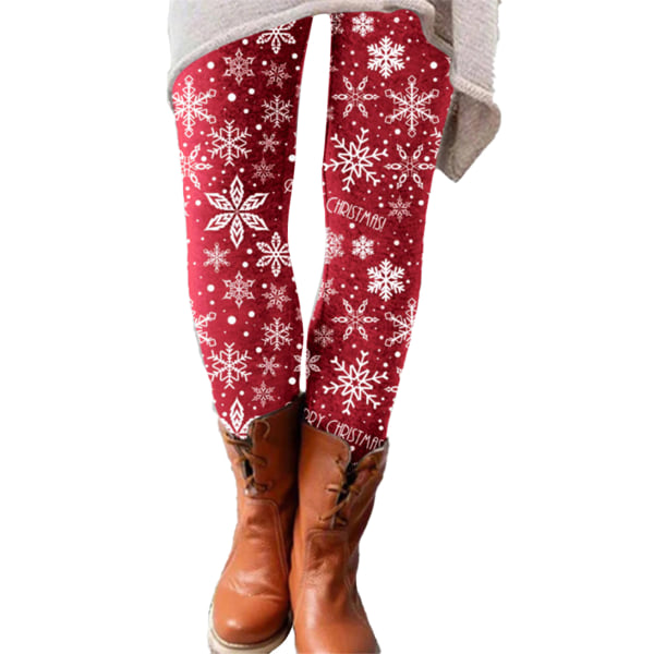 Christmas Cartoon Tight Underlay Byx Elastisk Outdoor Winter C M