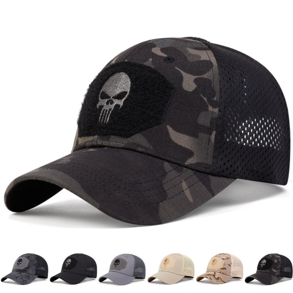 Skull Baseball Cap Snapback Sport Outdoor Mesh Net Trucker Camo Army Hat Rock E